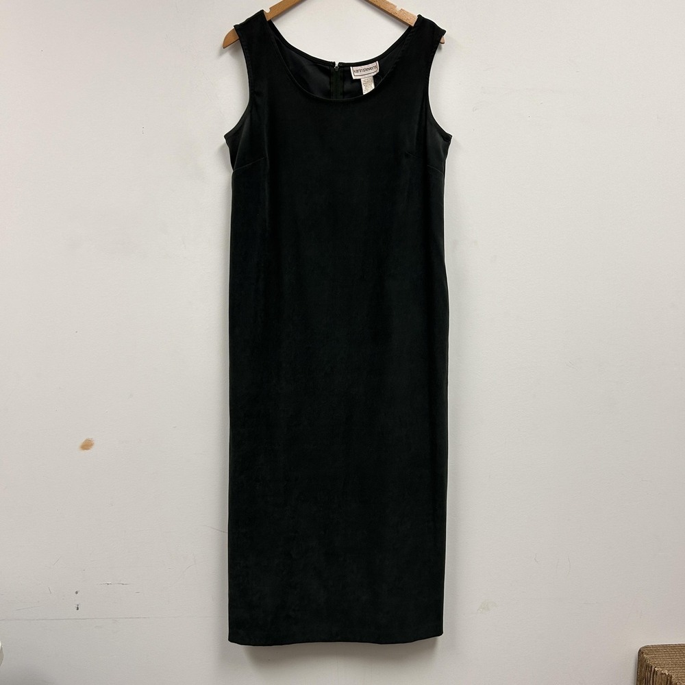 Karin Stevens Dress Womens 14 Black Sleeveless Scoop Neck Sheath Knee Length